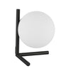 Lampe de table Folgar de Dainolite en verre blanc opale, avec fini noir mat et 1 ampoule