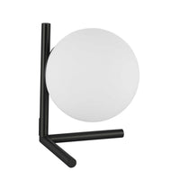 Lampe de table Folgar de Dainolite en verre blanc opale, avec fini noir mat et 1 ampoule