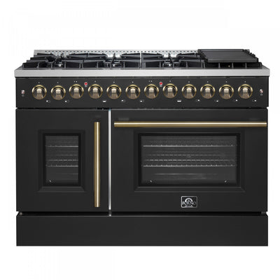 Forno Galiano 48" French Door Dual Fuel Range, Black, 6.58 cu.ft. -FFSGS6356-48BLK | Cuisniniere a combustible Galiano de 48 po, noire, doubles fours de 6,58 pi³ – FFSGS6356-48BLK