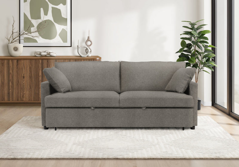 Canape Lit Convertible, 78\" Longueur, Tissu Marron Clair, Contemporain, Moderne