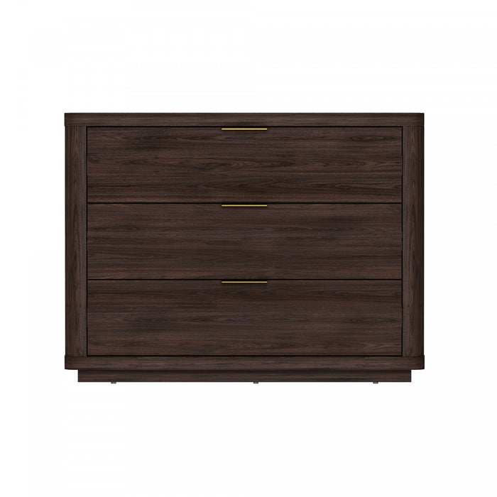 Table de nuit moderne Evelyn 32\" en brun (3 tiroirs)