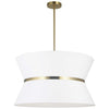 Luminaire suspendu Caterine de Dainolite de 24 po de diamètre, avec abat-jour blanc, anneau argenté, fini laiton vieilli et 4 ampoules