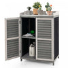 Etabli D’exterieur Avec Dessus Spacieux Galvanise Et Etagere A 2 Niveaux, Abri De Jardin Avec Porte Laterale Enroulable Et Pieds Sureleves, Pour Stocker Pelles, Arrosoirs Et Ciseaux, Gris