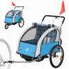 Aosom Remorque velo 2 en 1 pour enfants, porte-bebe pliable, bleu