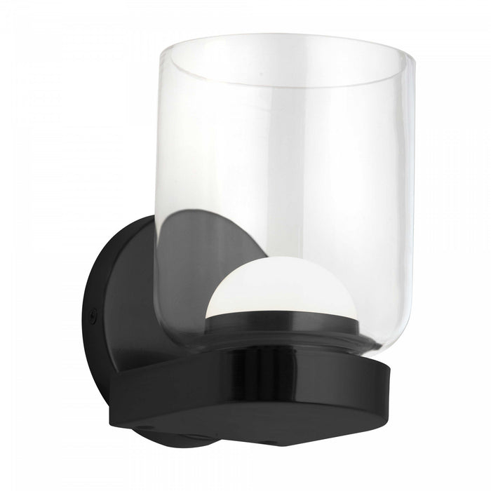 Applique murale Nadine de Dainolite en verre transparent, avec fini noir mat et ampoule à DEL de 10 W