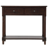 Table Console Traditionnelle Jeremy En Bois Massif Avec Tiroirs Et Etagere - Espresso