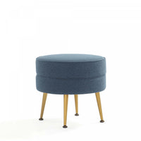 Bailey Pouf d’Appoint Rembourre Style Mid-Century Moderne en Bleu