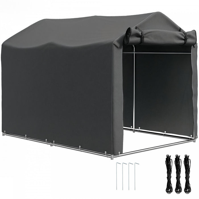 Outsunny Abri Exterieur, Tente De Moto Avec Porte Enroulable, Gris Fonce