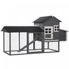 Pawhut 84\" Poulailler En Bois Poulailler Lapin Clapier Cage A Volaille Stylo Jardin Exterieur Avec Nichoir Et Enclos Gris