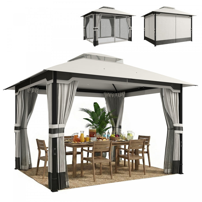 Outsunny 10' x 12' Patio Gazebo, double toit, abri d'exterieur