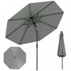 Costway 10 FT Solar Patio Umbrella with 96 LED Lights 35° Adjustable Tilt Vented Top Gray