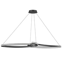 Luminaire suspendu horizontal Nola de Dainolite en silicone blanc qui diffuse la lumière, avec fini noir mat et ampoule à DEL de 76 W