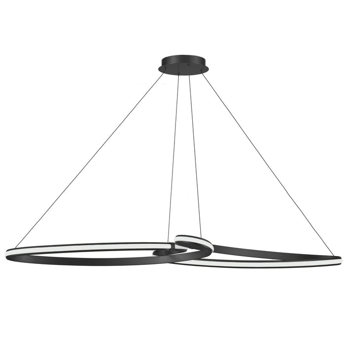Luminaire suspendu horizontal Nola de Dainolite en silicone blanc qui diffuse la lumière, avec fini noir mat et ampoule à DEL de 76 W