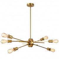 Luminaire suspendu horizontal Nebraska de Dainolite avec fini laiton vieilli et 6 ampoules