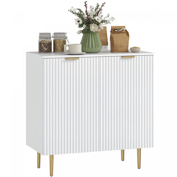 HOMCOM Buffet avec etageres reglables, Blanc