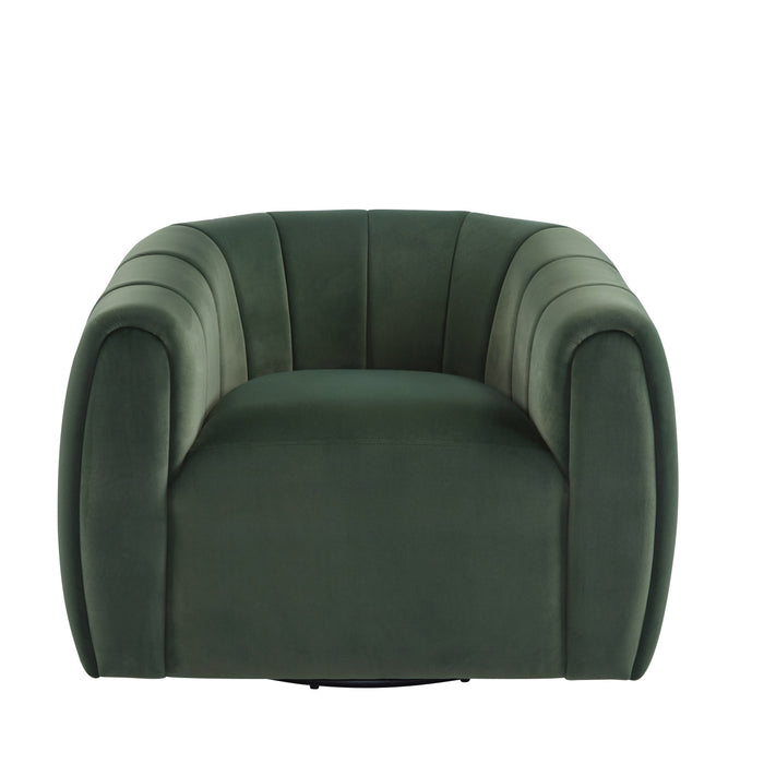 Vela Fauteuil Club Moderne en Velours Pivotant a Coque, Noir, Vert Olive