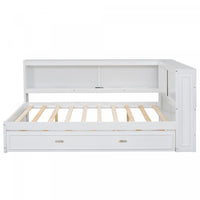  Diana – Lit De Jour Double En Bois Avec Etageres De Rangement, Ports Usb Et Eclairage Del - Blanc