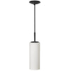 Luminaire suspendu Paza de Dainolite en verre blanc, avec fini noir mat et 1 ampoule