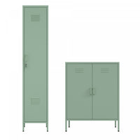 Armoires de rangement modernes Naomi 2 pieces en metal, vert sauge