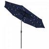 Parasol solaire Costway de 9 pieds avec LED, acier avec inclinaison a manivelle, exterieur, couleur marine