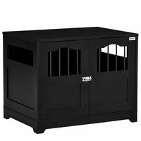 Pawhut Cage Pour Chien En Bois Avec Fenetres Multi-usage Portes Verrouillables Base Surelevee Pour C
