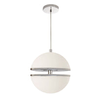 Luminaire suspendu Atomic de Dainolite en verre blanc, avec fini chromé poli et ampoule de 30 W