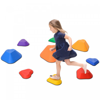 Qaba Stepping Stones Kids, 9pcs Obstacle Course For Kids, Non-slip Heart-shaped Balance Stepping Sto|Qaba 9 Pcs Tremplins, Parcours D'obstacles Pour Enfants, Pierres De Gue D'equilibre Antiderapantes E