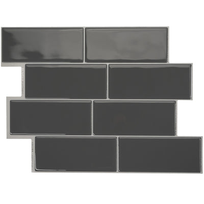 Smart Tiles Peel and Stick 4-Sheet 12 x 9 Backsplash - Metro Grigio|Dosseret Smart Tiles peler et coller 12 x 9, 4 feuilles - Metro Grigio