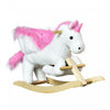 Qaba Cheval A Bascule Peluche Licorne Enfant Cheval A Bascule Doux Et Chaud Avec Chante Chanson Rose
