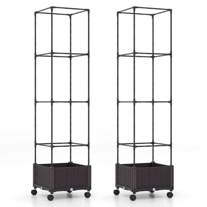 Costway 2 Pcs 67\" Planter Souleve Lit De Jardin Avec Planter Box & Trellis Hauteur Reglable