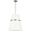 Luminaire suspendu Symphony de Dainolite avec abat-jour blanc, fini laiton vieilli et 3 ampoules