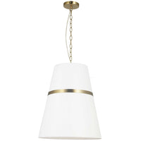 Luminaire suspendu Symphony de Dainolite avec abat-jour blanc, fini laiton vieilli et 3 ampoules