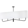 Lustre horizontal Eleanor de Dainolite avec abat-jour blanc, fini noir mat et 4 ampoules