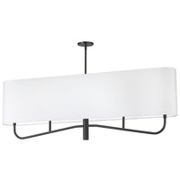 Lustre horizontal Eleanor de Dainolite avec abat-jour blanc, fini noir mat et 4 ampoules