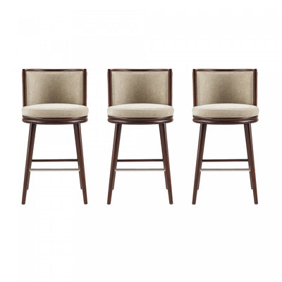 Evalyn Modern Wood Upholstered Barstool in Natural - Set of 3 | Tabouret de bar moderne en bois et tissu Evalyn, naturel - Lot de 3