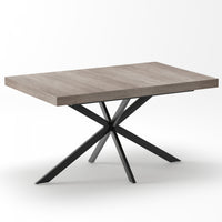 Ethan Table a manger rectangulaire extensible style retro avec rangement cache, gris