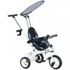 Qaba Tricycle Pour Enfants, Poussette 4 En 1 Avec Guidon Amovible, Barriere De Securite Et Harnais 5 Points, Auvent, Panier De Rangement, Pour Tout-petits De 12 A 60 Mois, Bleu