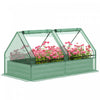 Outsunny Lit De Jardin Sureleve Avec Mini Serre, Jardiniere D'exterieur En Metal Avec Couvercle, Pour Herbes Et Legumes, Utilisation Pour Terrasse, Jardin, Balcon, Vert Et Argent