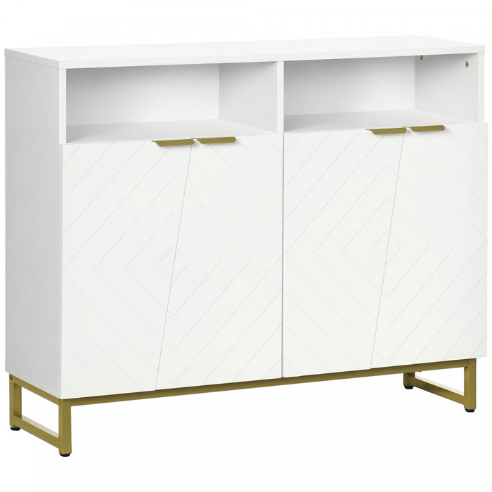 HOMCOM Buffet Cabinet Kitchen Sideboard etageres reglables, base en metal