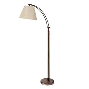 Lampe à pied Felix réglable de Dainolite avec abat-jour empire lin, gradateur rotatif et fini bronzé brossé huilé