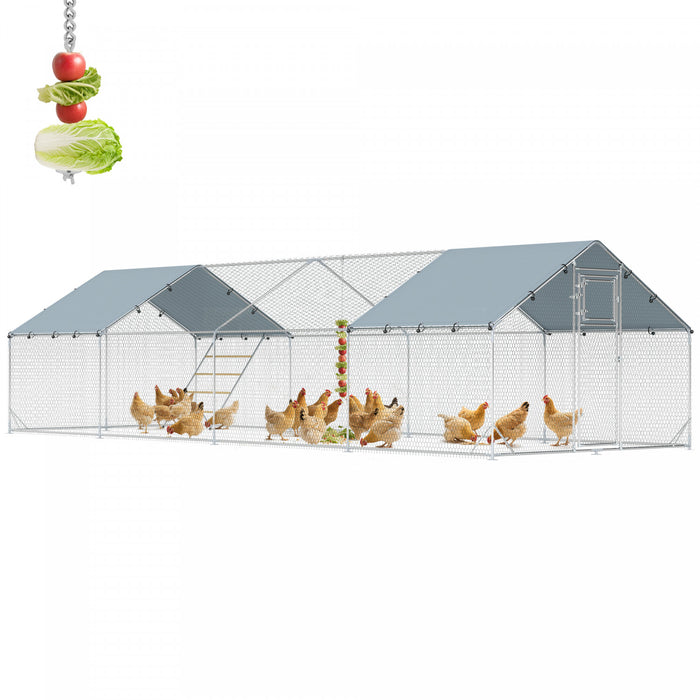 Grand poulailler metallique avec acces facile et couverture, pour 24-30 poules