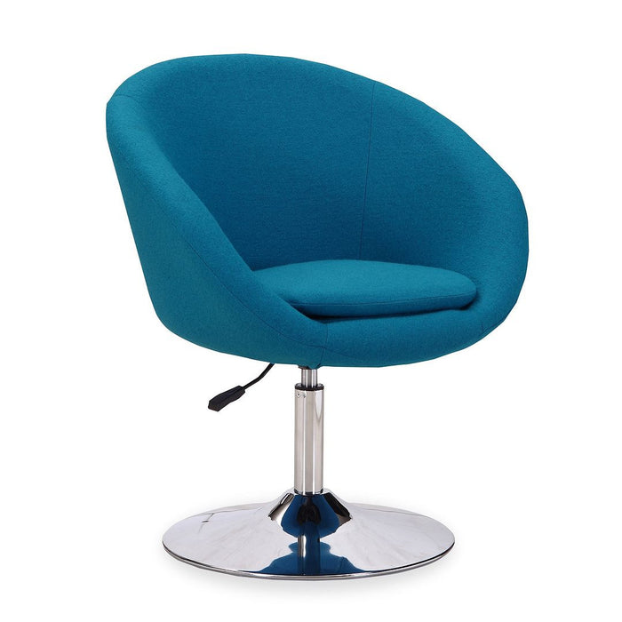 Chaise Hopper de Manhattan Comfort à hauteur réglable en chrome poli et en mélange de laine - bleu