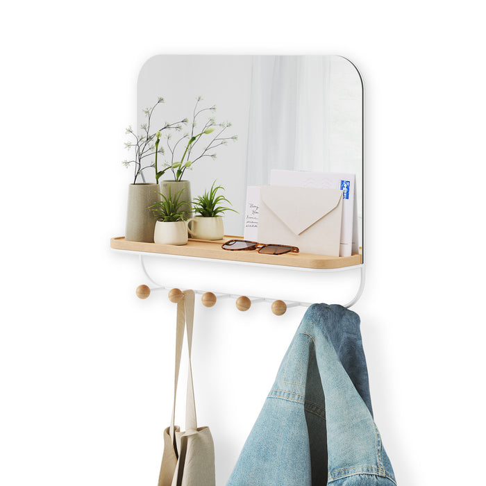 Miroir Estique de Umbra avec crochets - blanc