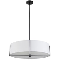 Luminaire suspendu Preston de Dainolite de 26 po de diamètre avec abat-jour blanc, fini noir mat et 4 ampoules
