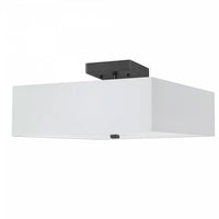Plafonnier semi-affleuré Seren de Dainolite avec abat-jour blanc, fini noir mat et 3 ampoules