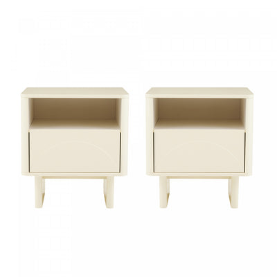 Ella Modern 20" Nightstand in Cream (1-Drawer) - Set of 2 | Table de nuit moderne Ella 20" en creme (1 tiroir) - Lot de 2