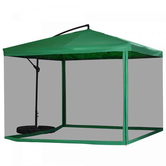 Outsunny Parasol De Terrasse Filet, Parasol De Terrasse Porte-a-faux Vert