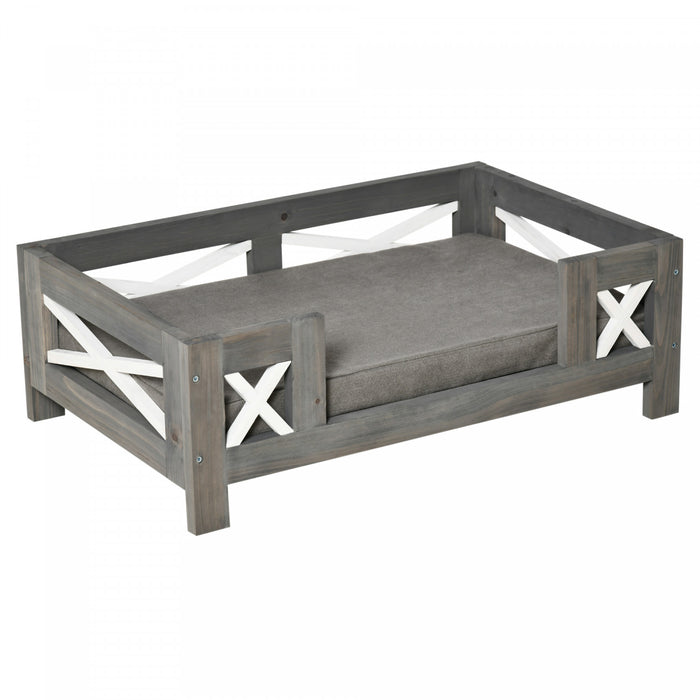 Pawhut Lit Sureleve Pour Chien, Style Canape Pour Animal De Compagnie, Canape Moderne Pour Chat, Avec Coussin Moelleux, Housse Lavable, Pour Chien De Petite Taille, Gris