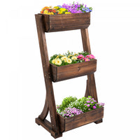 Lit De Jardin Sureleve A 3 Niveaux Outsunny Supports De Pots De Fleurs En Bois D'exterieur Autoporta