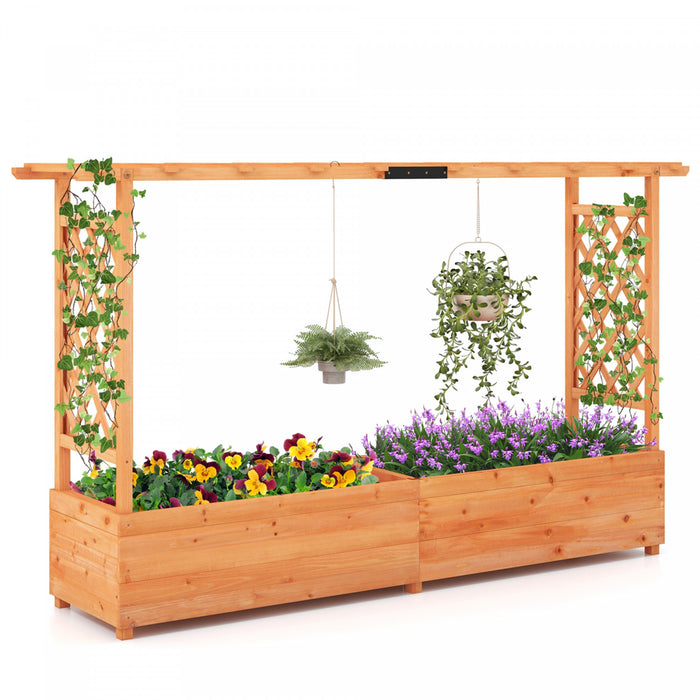 Costway 1 Pcs Lit De Jardin Eleve Avec Trellis Toit Suspendu Planter Boite Trous De Drainage Pour Patio